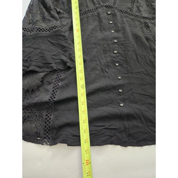 Rumor Babydoll Mini Dress Shirt Lace SZ 12  Black Bell Sleeve Y2k Whimsical Goth - Picture 5 of 16